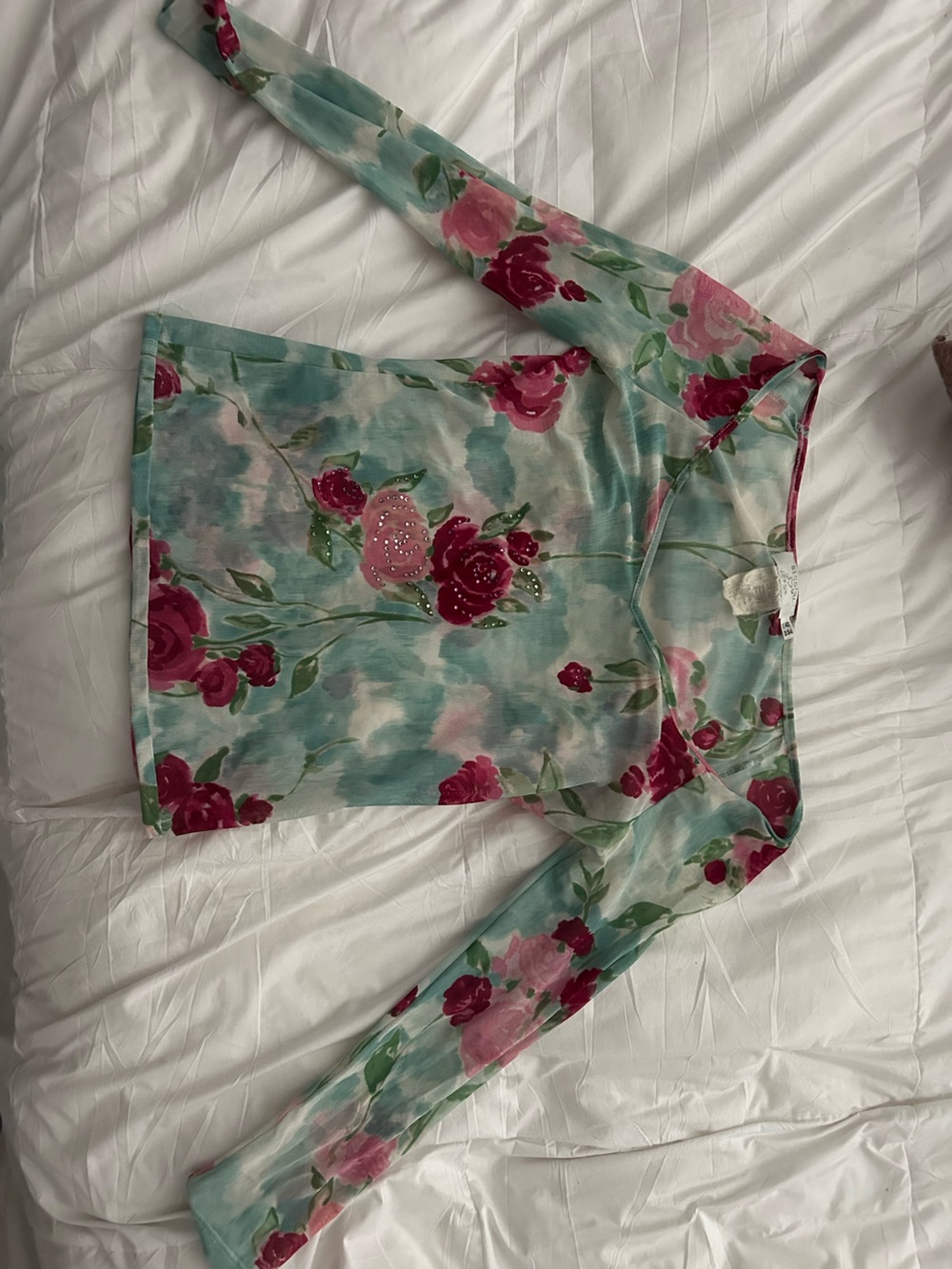 Blumarine Rose Print quarter-Sleeve top